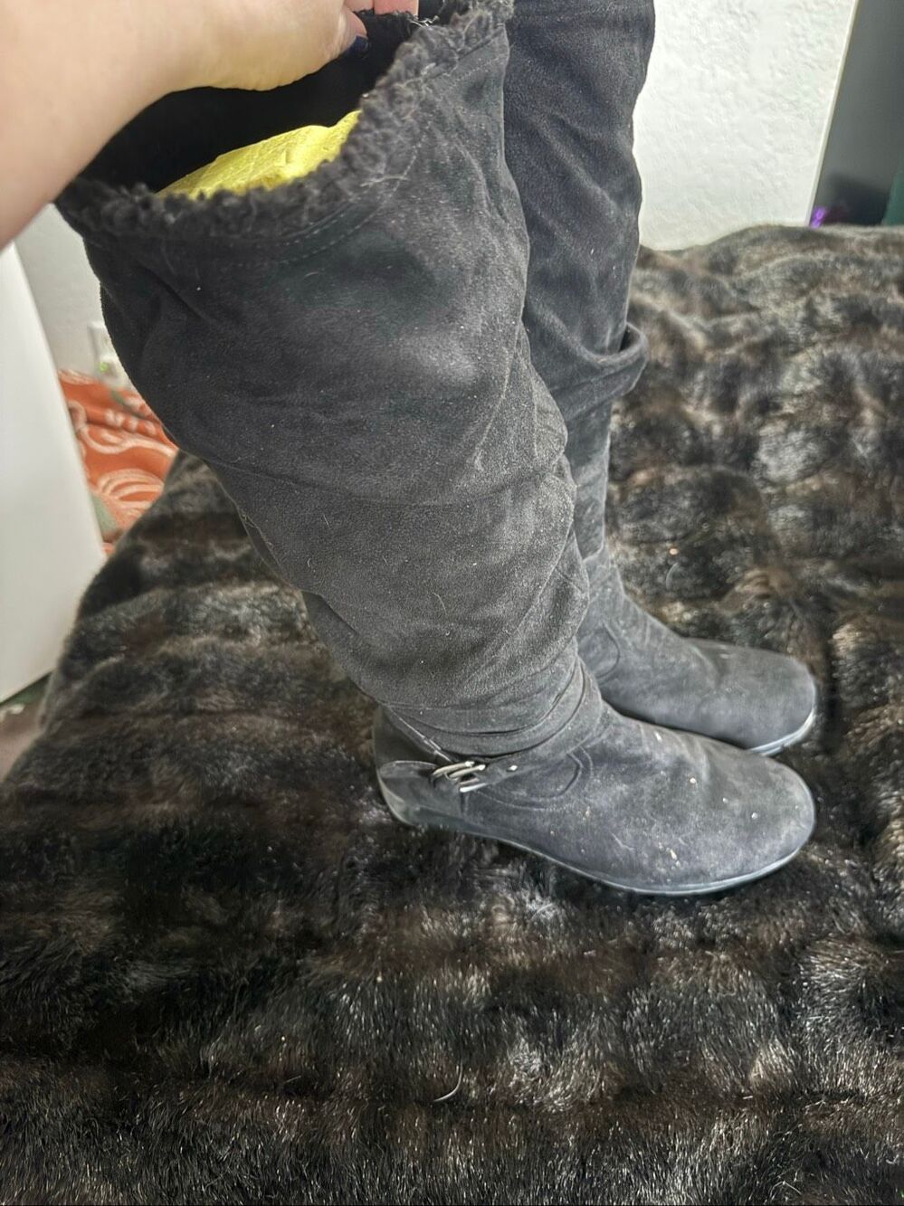 torrid Black Over-the-Knee Buckle Boots Sherpa lined 9.5